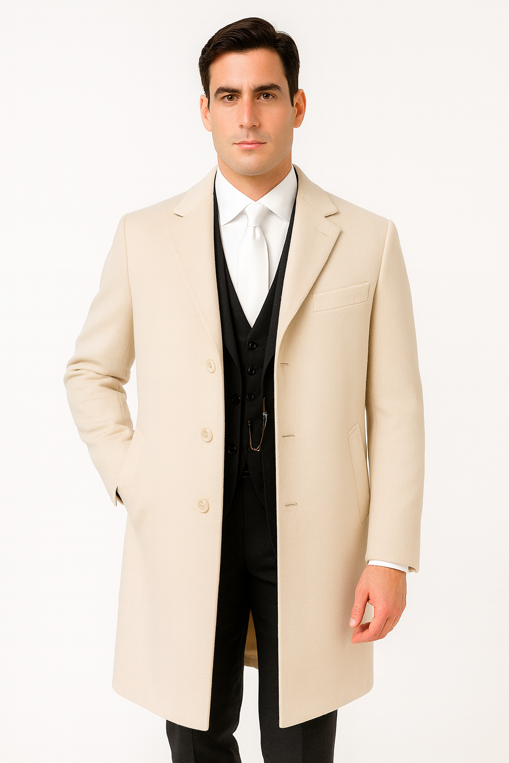 Mens Cream Overcoat - Off White Topcoat