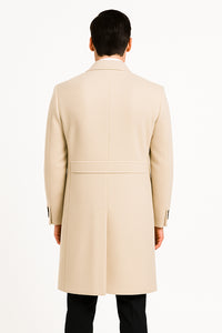 Mens Cream Overcoat - Off White Topcoat - Ivory Mens Long Wool Winter Coat - Full Length