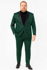 Mens Emerald Green Shiny Stripe Tuxedo Suit – Slim Fit 2-Piece Satin Lapel Dinner Jacket and Pants Ultra slim fit