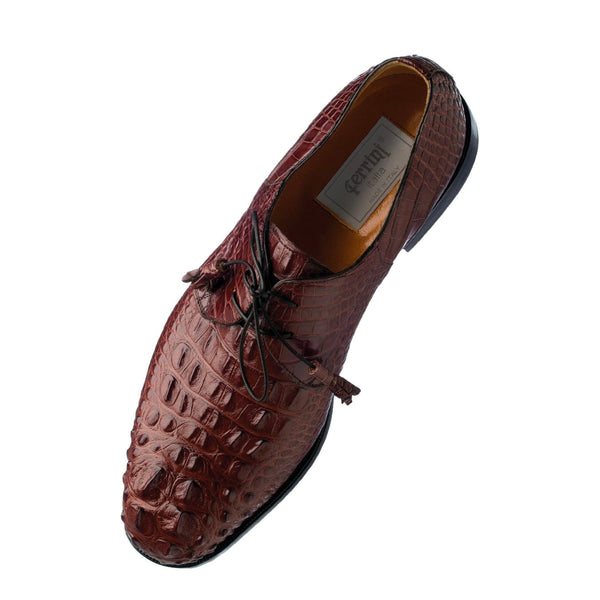 Mens Ferrini Alligator Hornback Dress Shoe in Rust