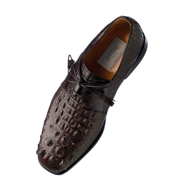 Mens Ferrini Alligator Hornback Dress Shoe in Chocolate