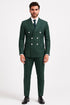 Mens Green Pinstripe Double-Breasted Suit – Slim Fit 2 Piece Formal Business Suit with Peak Lapel 1920s Gangster Pinstripe