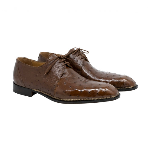 Mens Mauri Boulevard Ostrich Quill Dress Shoe in Brown