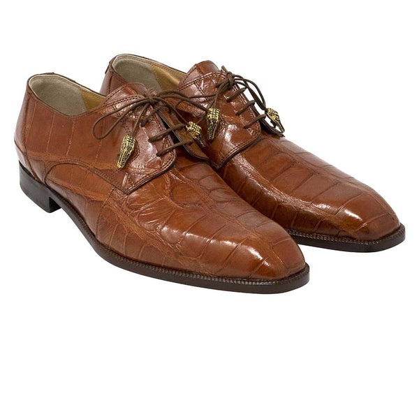 Mens Mauri Earth Alligator Oxford Dress Shoe in Cognac