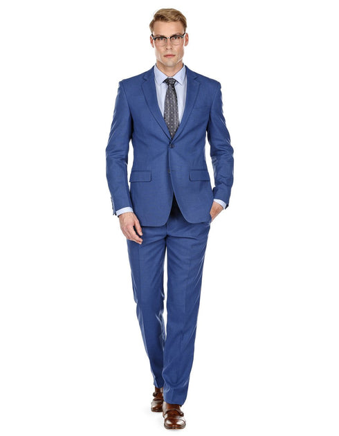 Mens Modern Fit Summer Wedding Suit Indigo Blue