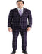 Mens Plaid Suit - Windowpane Pattern With Vest - Business Suit Burgundy