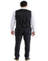 Mens Plaid Suit - Windowpane Pattern With Vest - Business Suit Black