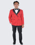 Red Double Breasted One Button Slim Fit Tuxedo Black Peak Lapel - Wedding - Prom