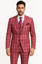 Mens Red and White Tartan Suit - Christmas New Year Holiday Suit Party Dance Events