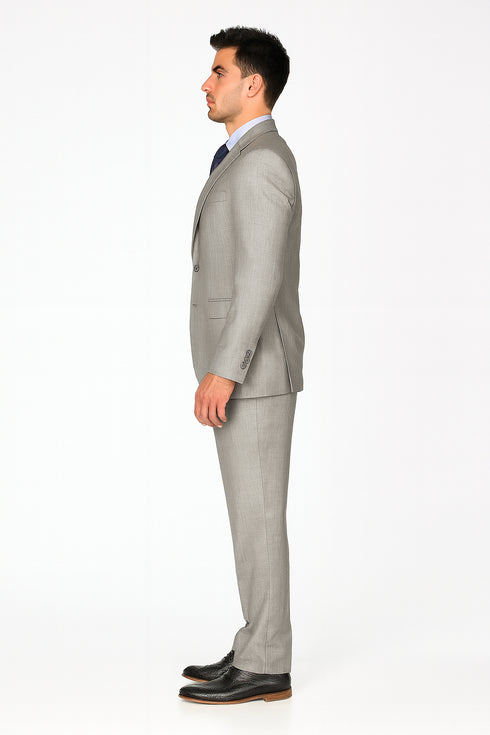 Pleated Suit - Mens Suits With Pleated Pant -  Regular Fit Light Grey Suit