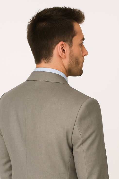 Pleated Suit - Mens Suits With Pleated Pant -  Regular Fit Light Grey Suit