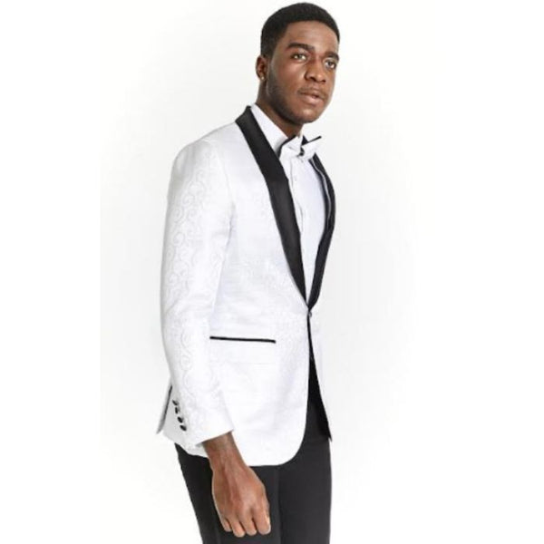 Men's WhiteTuxedo Sparkling Blazer-Floral Sport Coat