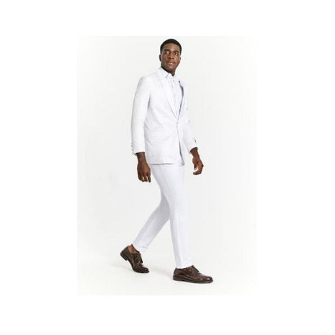 White Paisley Tuxedo Sparkling Blazer-Floral Sport Coat