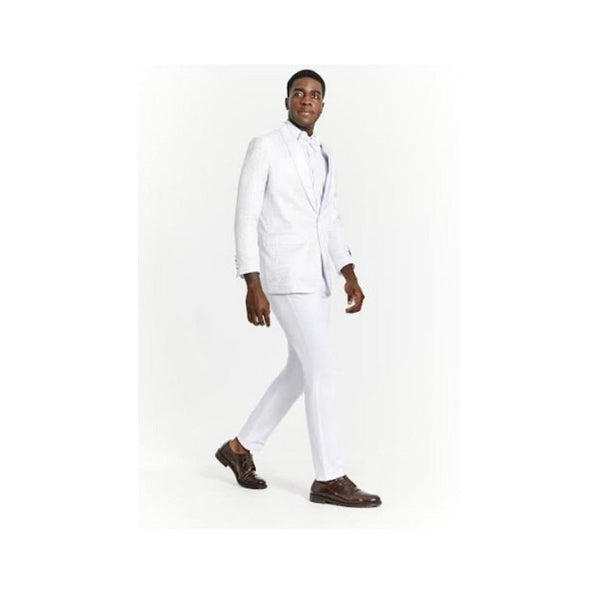 White Paisley Tuxedo Sparkling Blazer-Floral Sport Coat