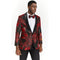 Mens Red And Black Tuxedo Paisley-Floral Sport Coat