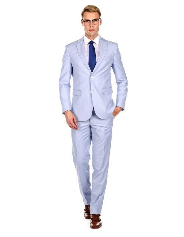 Mens Skinny Slim Suit Light Blue