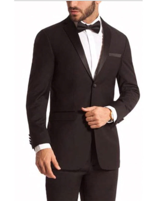 Mens 2 Button Skinny Fit Notch Tuxedo in Black