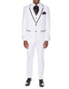 Mens 2 Button Satin Trim Prom Tuxedo in White & Black