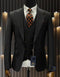 Mens One Button Peak Lapel Double Breasted Vest Wool Suit in Black