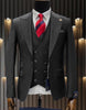 Mens One Button Peak Lapel Double Breasted Vest Wool Suit in Charcoal Grey