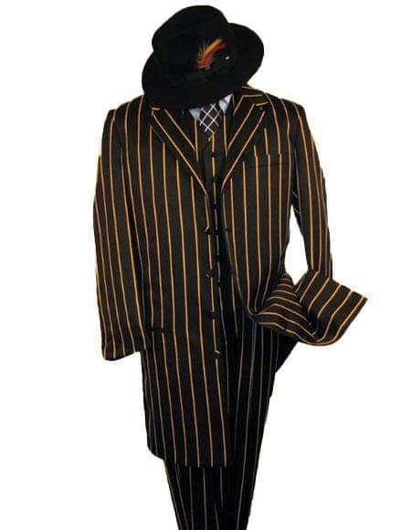 Mens Gangster  Navy and White Chalk Stripe