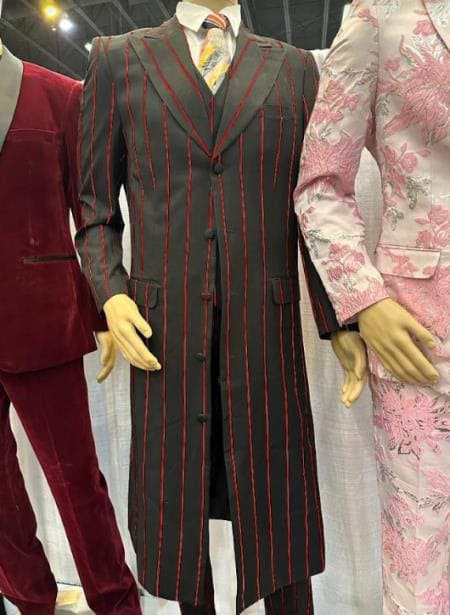 Mens Gangster  Navy and White Chalk Stripe