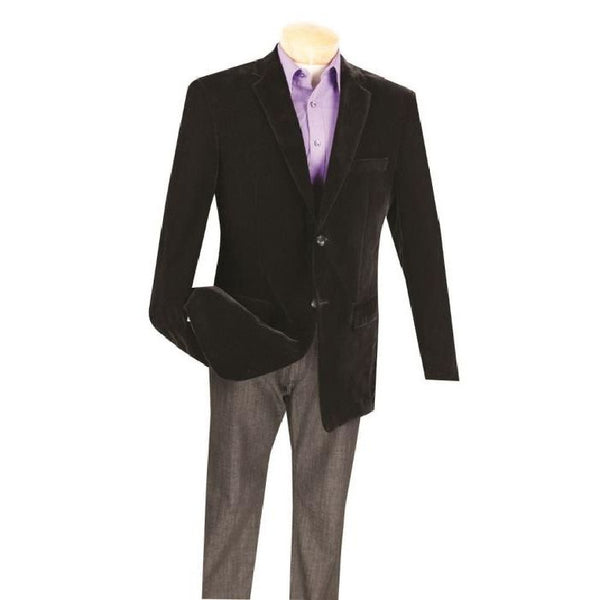 MensTwo Button Black big and tall velvet blazer / Sport Coat