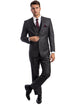 Mens Zegarie Brand Men's 100% Wool Modern Fit Vested Suit in Charcoal Grey & Burgundy Windowpane Plaid