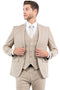 Mens Zegarie Brand Men's One Button Vested Slim Fit Business & Wedding Suit in Tan