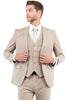 Mens Zegarie Brand Men's One Button Vested Slim Fit Business & Wedding Suit in Tan