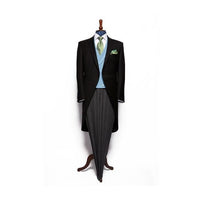 Mens 1 Button Wool Morning Coat With Grey Stripe Black