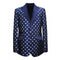 Mens 2 Button Dot Designed Peak Navy White Sport Coat Blazer