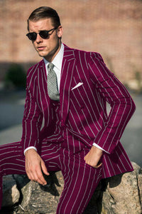 Mens 2 Button Gangster Black Suit