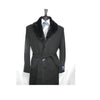 Mens 3 Button Single Breasted Notch Lapel Wool Overcoat Black