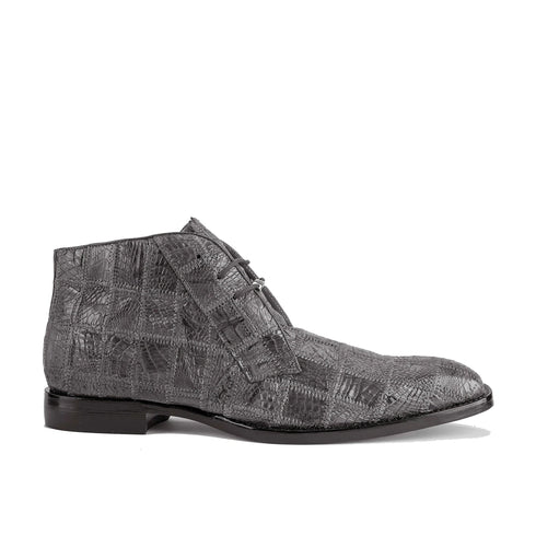 Mens Belvedere Stefano Patchwork Crocodile Dress Boot in Brown