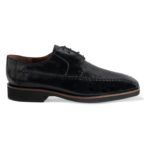 Mens Belvedere Tyson Genuine Ostrich & Calf Skin Dress Shoe in Burgundy