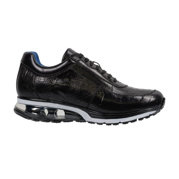 Belvedere Todd Men's Shoes Black Exotic Genuine Ostrich Casual Sneakers