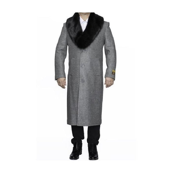Mens Big And Tall Light Grey Wool Outerwear Coat Overcoat