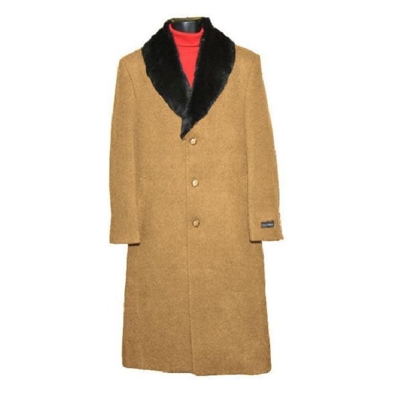 Mens Big And Tall Notch Lapel Camel Overcoat Topcoat – OvercoatUSA