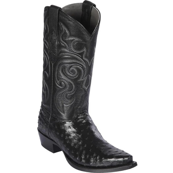 Los Altos Boots - Mens Dress Cowboy Boot - Low Priced Mens Black Ostrich Boots - Snip Toe- in Black