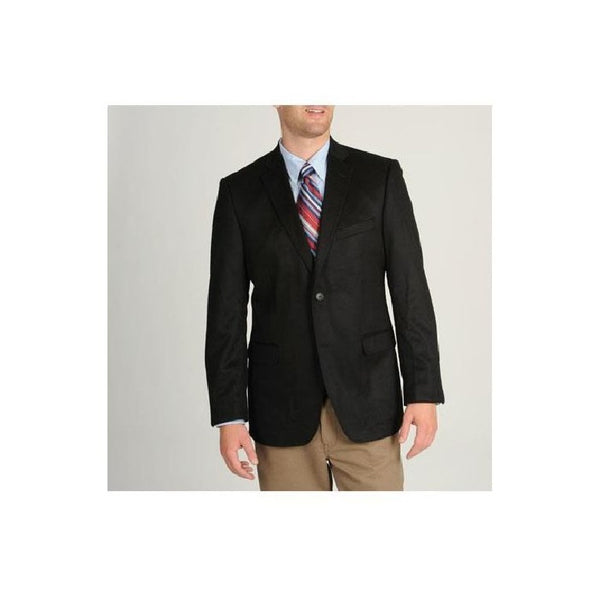 Mens Black Single Breasted Two Button Cashmere Sportcoat