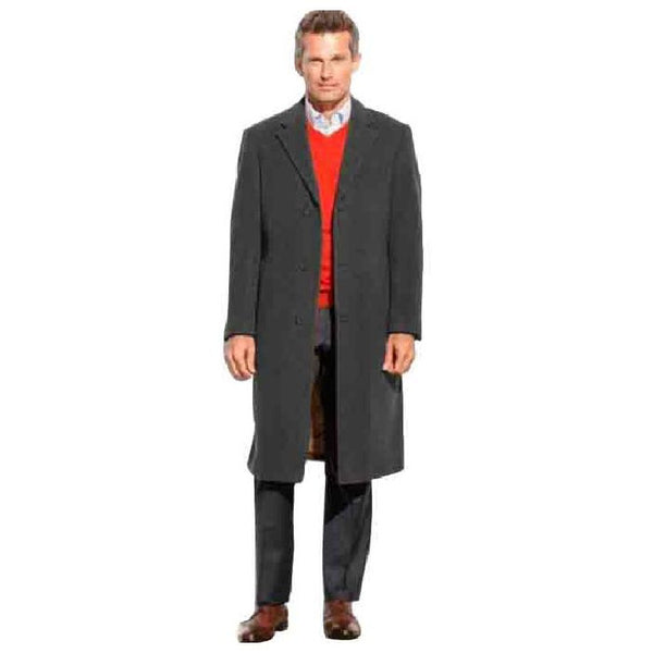 Mens Black Wool full length Overcoat / Topcoat