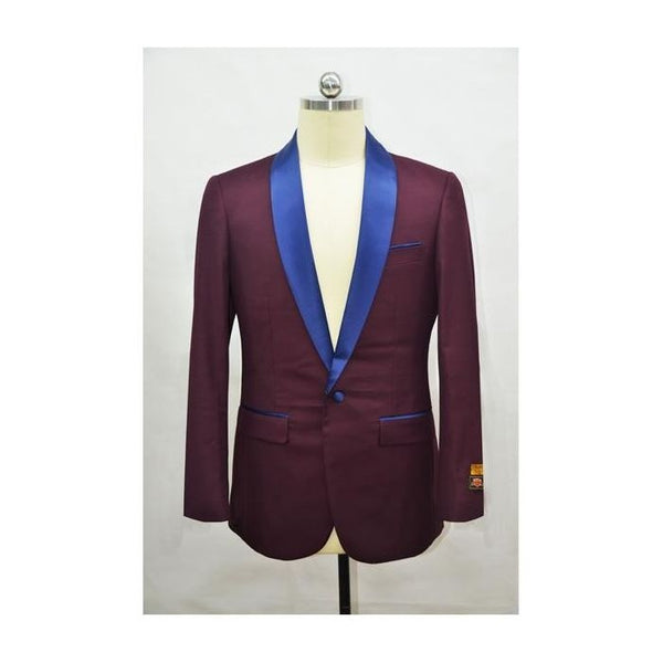 Mens Blazer Burgundy Navy Tuxedo Dinner Jacket