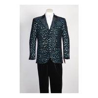 Mens Fashion Paisley Floral Blazer Sport Coat Black Rayon