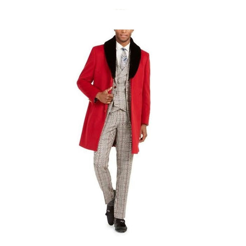 Mens Faux-Fur Trim Overcoat And Faux Overcoat