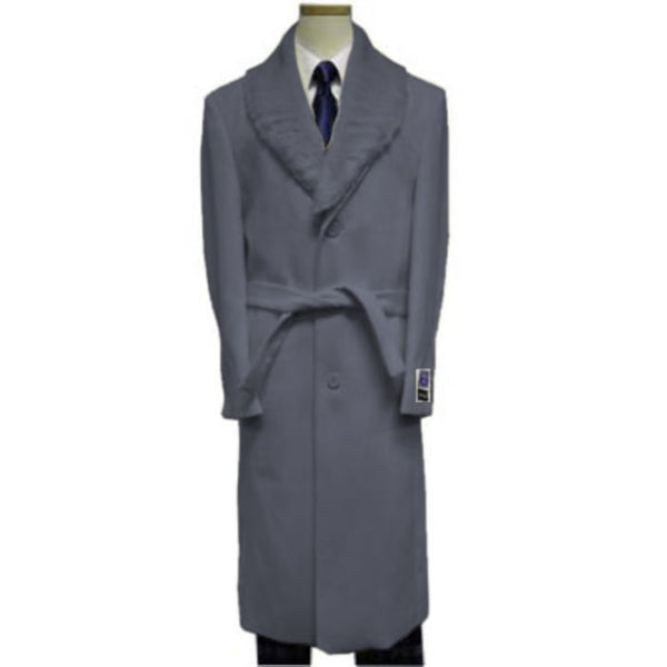 LENGTH WOOL MENS FUR COLLAR OVERCOAT