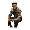 Mens Gold Plaid Black Blazer Single Breasted Jacket Suit