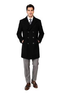 Mens Knee Length Pea coat Balck Mens Peacoat