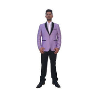 Mens Lavender Two Button Black Shawl Lapel Blazer Sport Coat