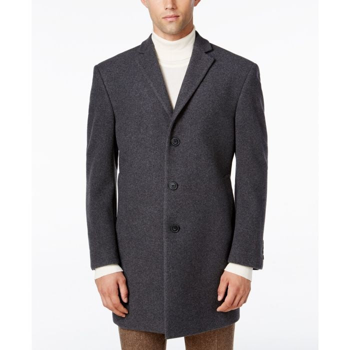 Mens Medium Gray Slim Fit Topcoat - Overcoat Three Quarter – OvercoatUSA